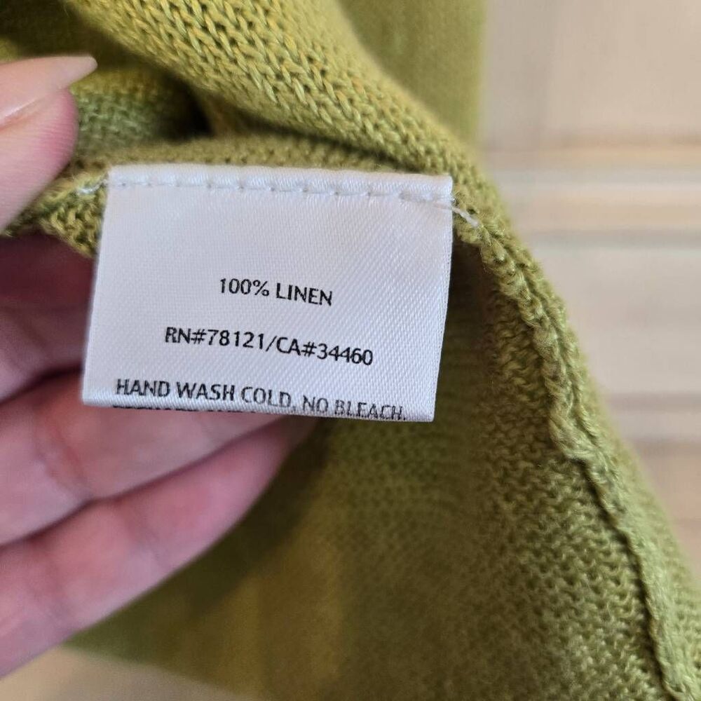 Eileen Fisher Green Linen Slub Kimono Cardigan Open Front 3/4 Sleeve 1X - Picture 4 of 7